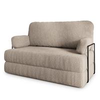 BETTSOFA KESTE aus Schaumstoff Bucle-Stoff Beige Schlaffunktion - Beige, Textil (140/86/60cm) - MASSENO