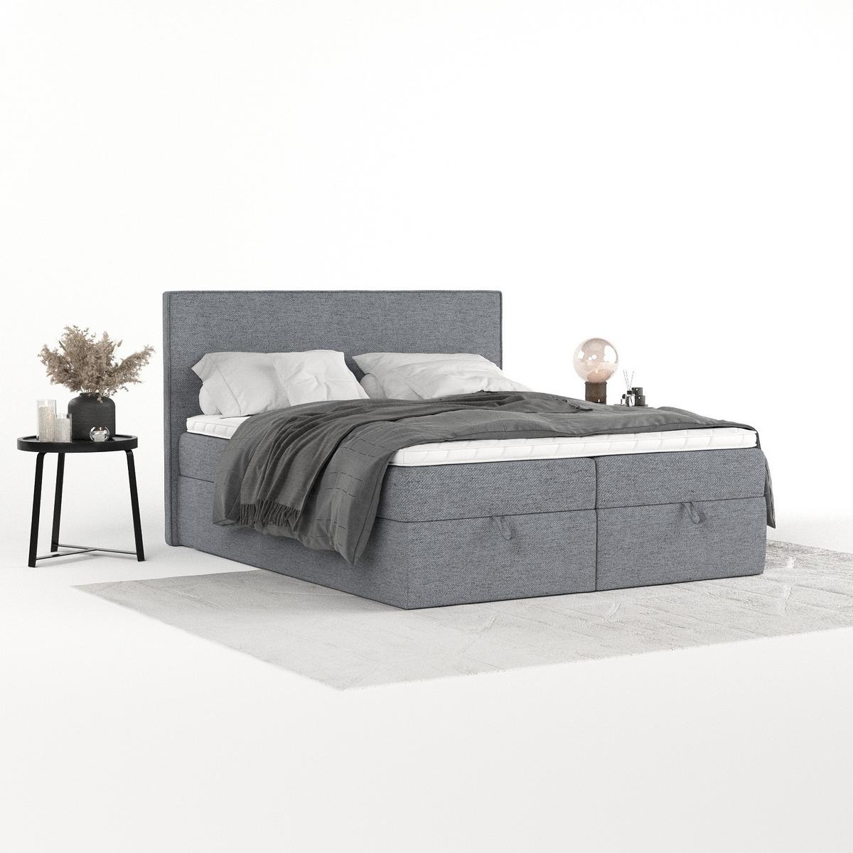 BOXBETT Velma 160/200 cm Grau im Neve Stoff - Schwarz/Grau, Holz/Holzwerkstoff (160/200cm) - AltaBeds