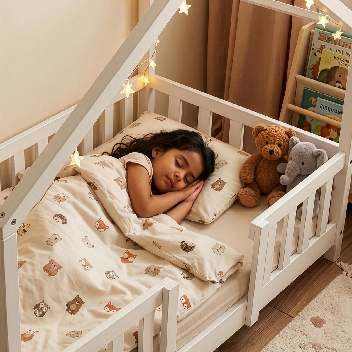 HAUSBETT Treviolo - Weiß, Holz (80/160cm) - [en.casa]