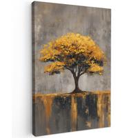 LEINWANDBILD Baum - Blätter - Gold - Abstrakt Deko XXL 80x120 cm - Grau, Textil (80/120cm) - MuchoWow