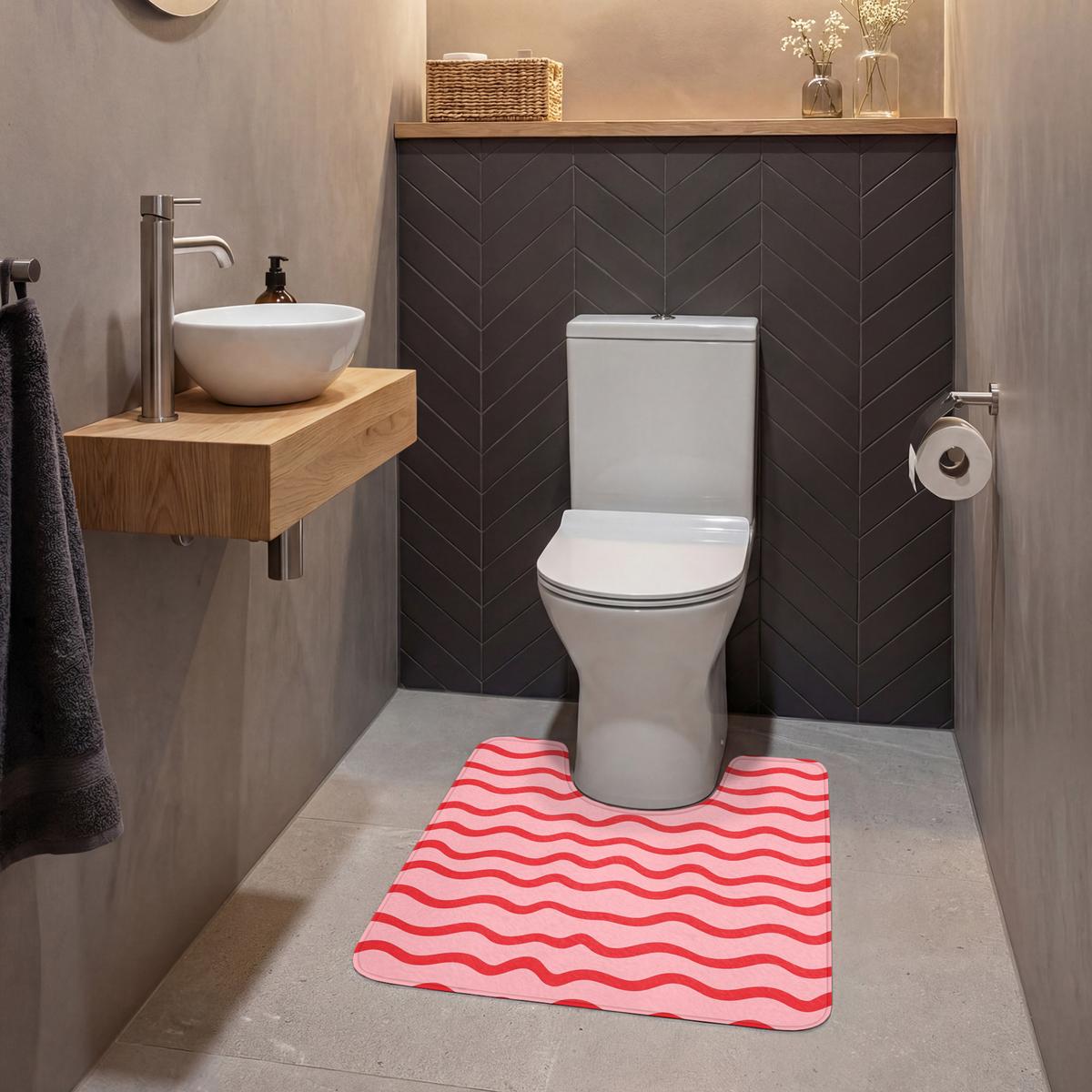 WC-VORLEGER Verspielt - Muster - Rot Toilettenvorleger 55x60 cm - Rosa, Textil (55/1cm) - OnlyWow