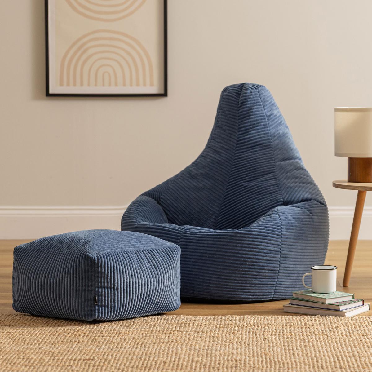 SITZSACK Dalton mit Hocker - Blau, Textil (82/76/82cm) - icon