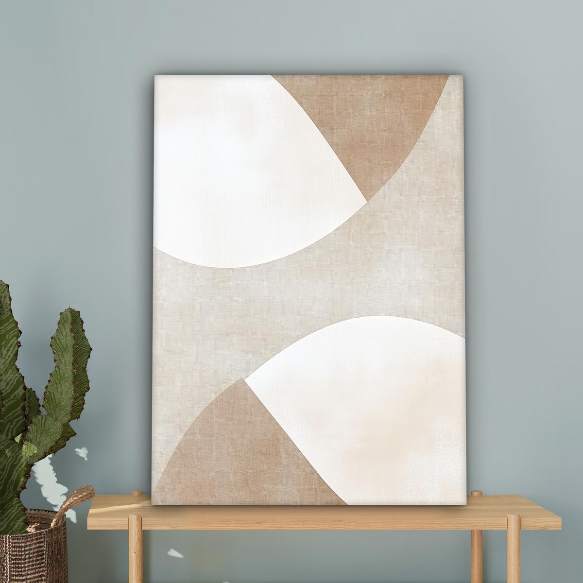 LEINWANDBILD Braun - Japandi - Abstrakt Wandbild Wohnzimmer 60x80 cm - Sandfarben, Textil (60/80cm) - MuchoWow
