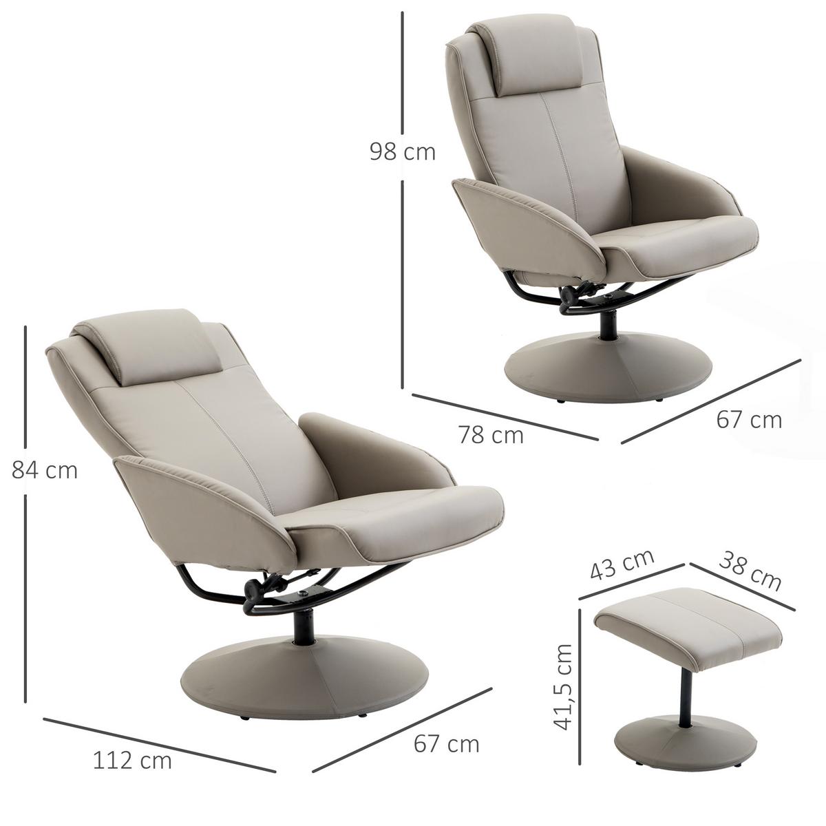 RELAXSESSEL, Fernsehsessel, Grau - Grau, Holz (67/98/78cm) - HOMCOM