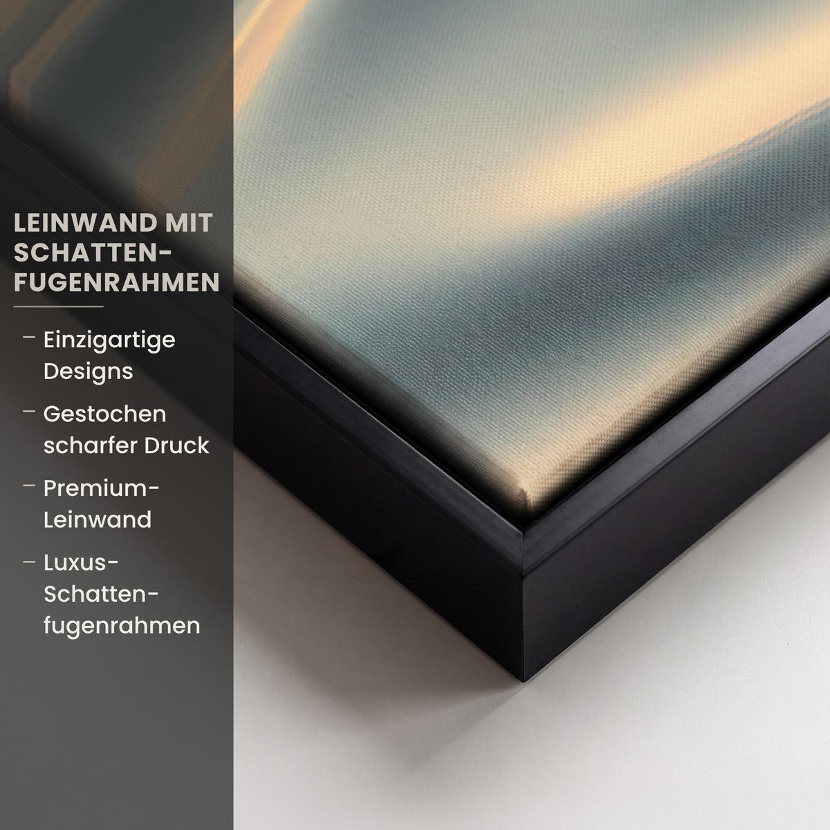 LEINWAND Bilder mit Rahmen - Herz - Wasser - Sonnenuntergang - Natur - Zen - 120x80 - Bernsteinfarben, Textil (120/80cm) - MuchoWow