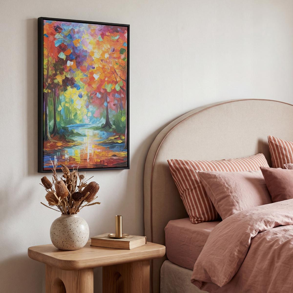 LEINWAND Bilder mit Rahmen - Landschaft - Wald - Farben - Natur - 40x60 - Multicolor, Textil (40/60cm) - MuchoWow