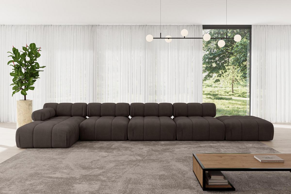 ECKSOFA modulares Sofa Lizur-L3 - 475x160x70 cm Braun Velours - Braun, Holzwerkstoff/Textil (475/160cm) - ALTDECOR