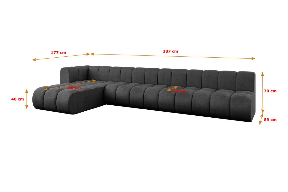 ECKSOFA modulares Sofa Darnel-L3 - 387x177x70 cm Schwarz - Schwarz, Holzwerkstoff/Textil (387/177cm) - ALTDECOR