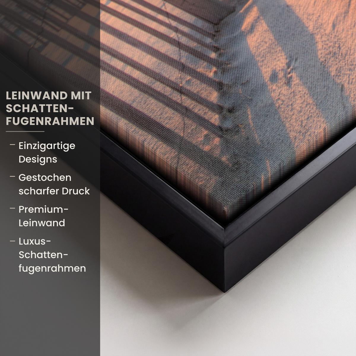 LEINWAND Bilder mit Rahmen - Strand - Meer - Düne - Sonnenuntergang - Landschaft - 80x60 - Beige, Textil (80/60cm) - MuchoWow