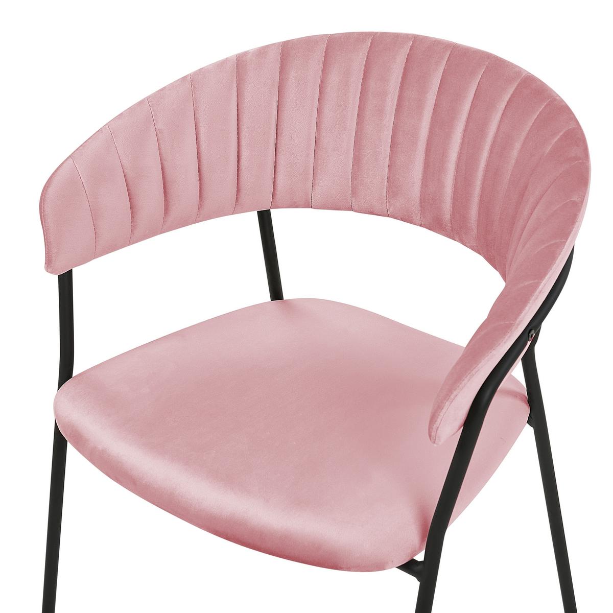ESSZIMMERSTUHL 2er-Set Samtstoff Rosa Mariposa - Pink, Textil/Metall (55/78/55cm) - Beliani