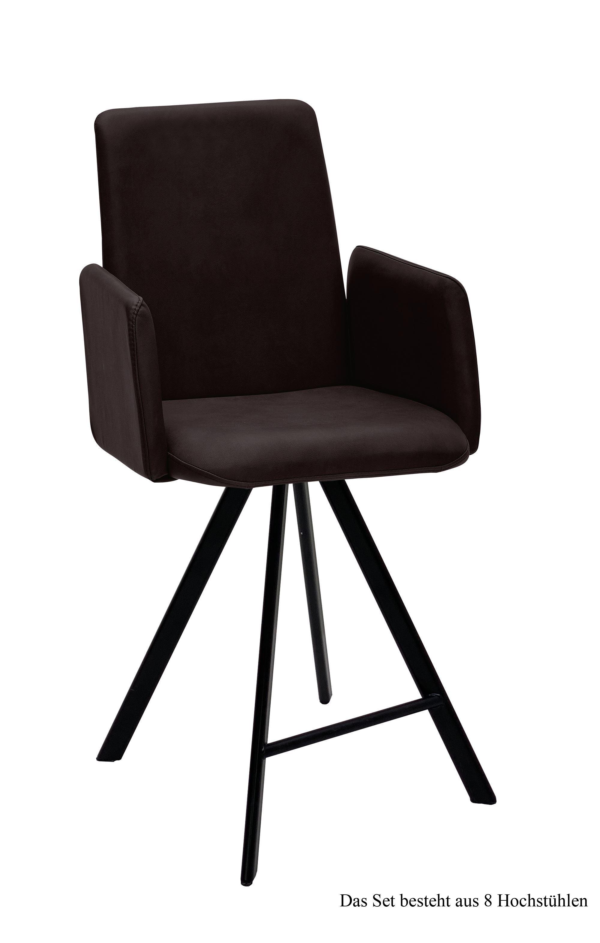 THEKENSTUHL drehbar (8er-Set) Desiree 52x109x60 Schwarz/Espresso - Dunkelbraun/Schwarz, Kunststoff (60/109/52cm) - 58aufmkessel
