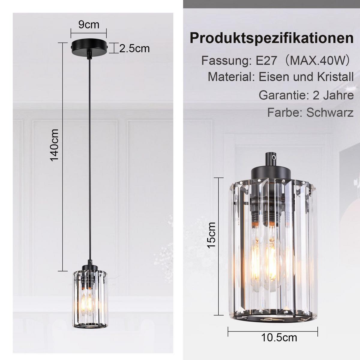 PENDELLEUCHTE Marklund 9/9/140 cm - Schwarz, Metall (9/9/140cm) - Nettlife