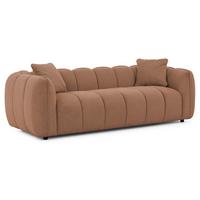3-SITZER SOFA Nubira in tief gesteppter Bubble-Optik aus weichem Terrakotta Strukturstoff im modernen Design - Terracotta/Schwarz, Holz/Kunststoff (228/69/89cm) - S-Style Möbel