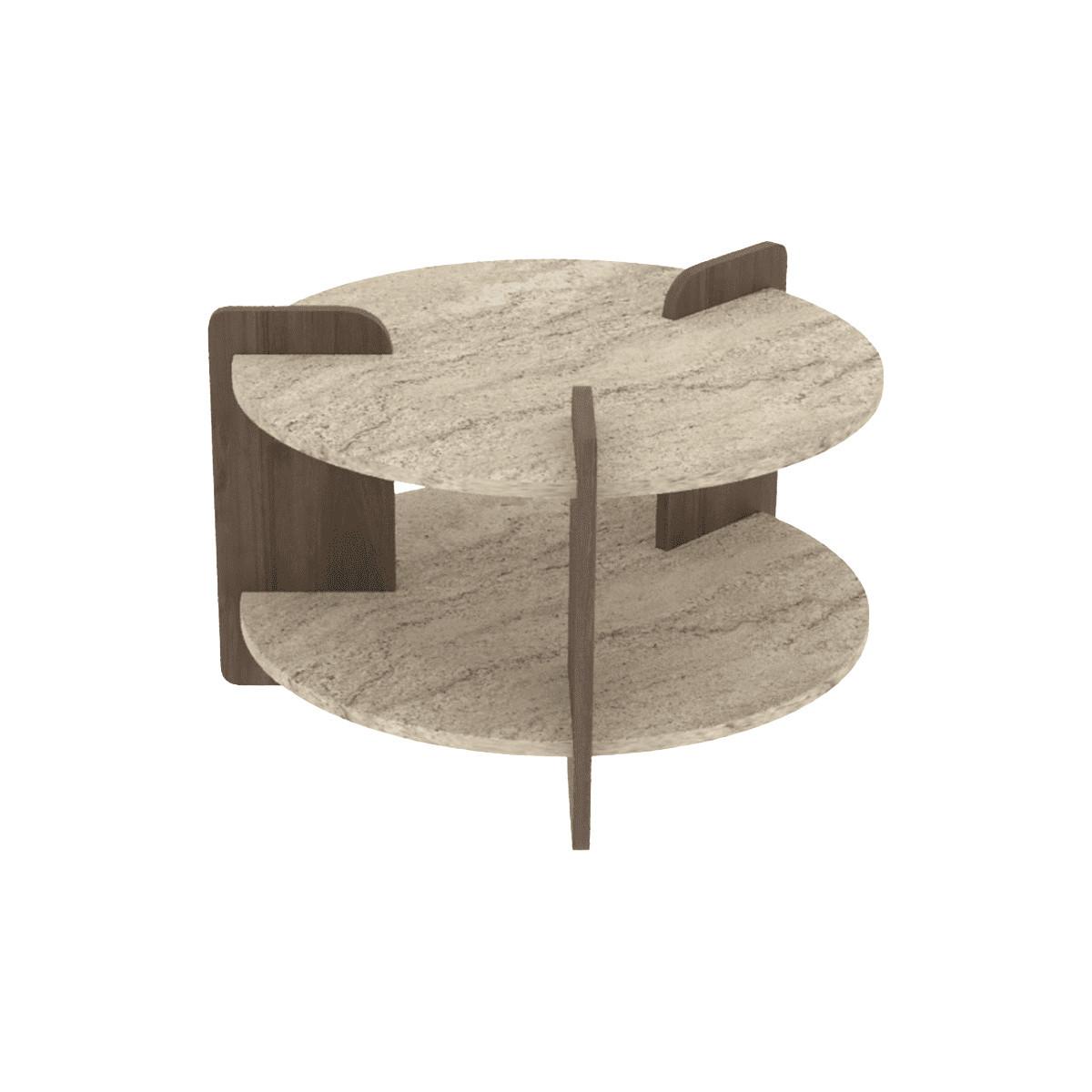 COUCHTISCH mit doppelplatte 70/70/45 cm - Eichefarben, Holzwerkstoff (10/70/45cm) - Calicosy