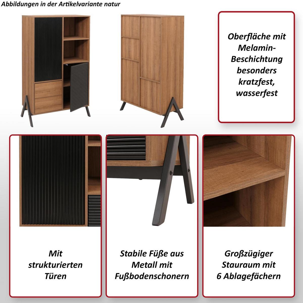 HOCHSCHRANK Braun - Braun, Holz (79/138/40cm) - MCW