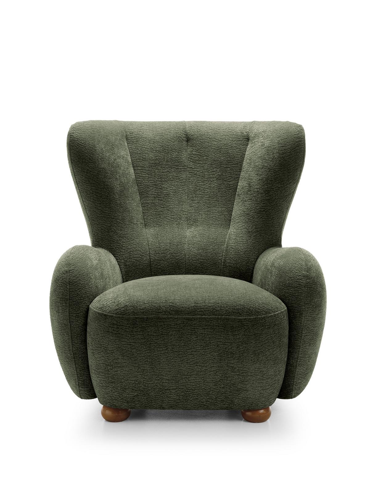 SESSEL MIST, Polstersessel Klassisch Loungesessel, Chenille-Stoff Grün - Grün, Holz/Holzwerkstoff (88/91/100cm) - MASSENO