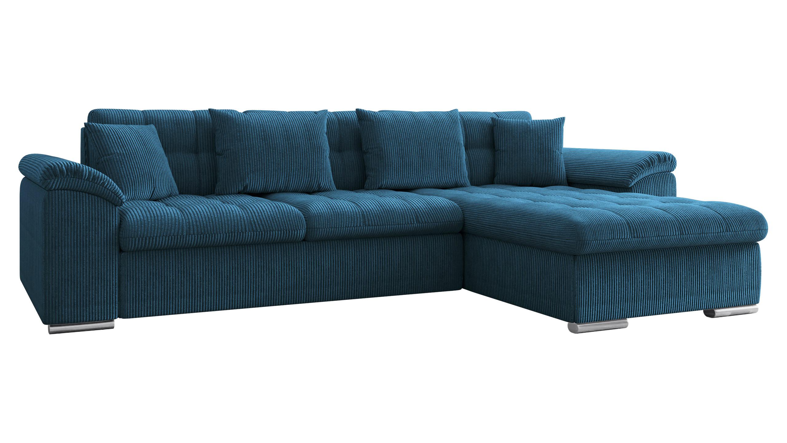 ECKSOFA Diana Cord, Seite: Rechts - Dunkelblau, Holz/Textil (160/280cm) - MIRJAN24