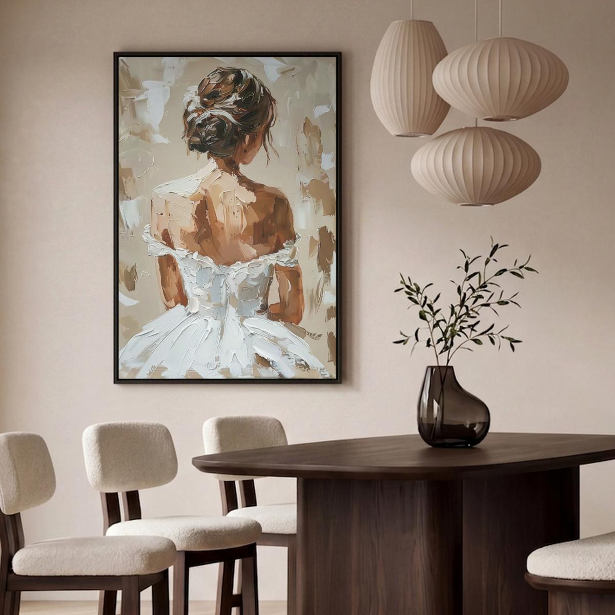 LEINWAND Bilder mit Rahmen - Frau - Farbe - Abstrakt - Beige - Modern - 90x140 - Sandfarben, Textil (90/140cm) - MuchoWow