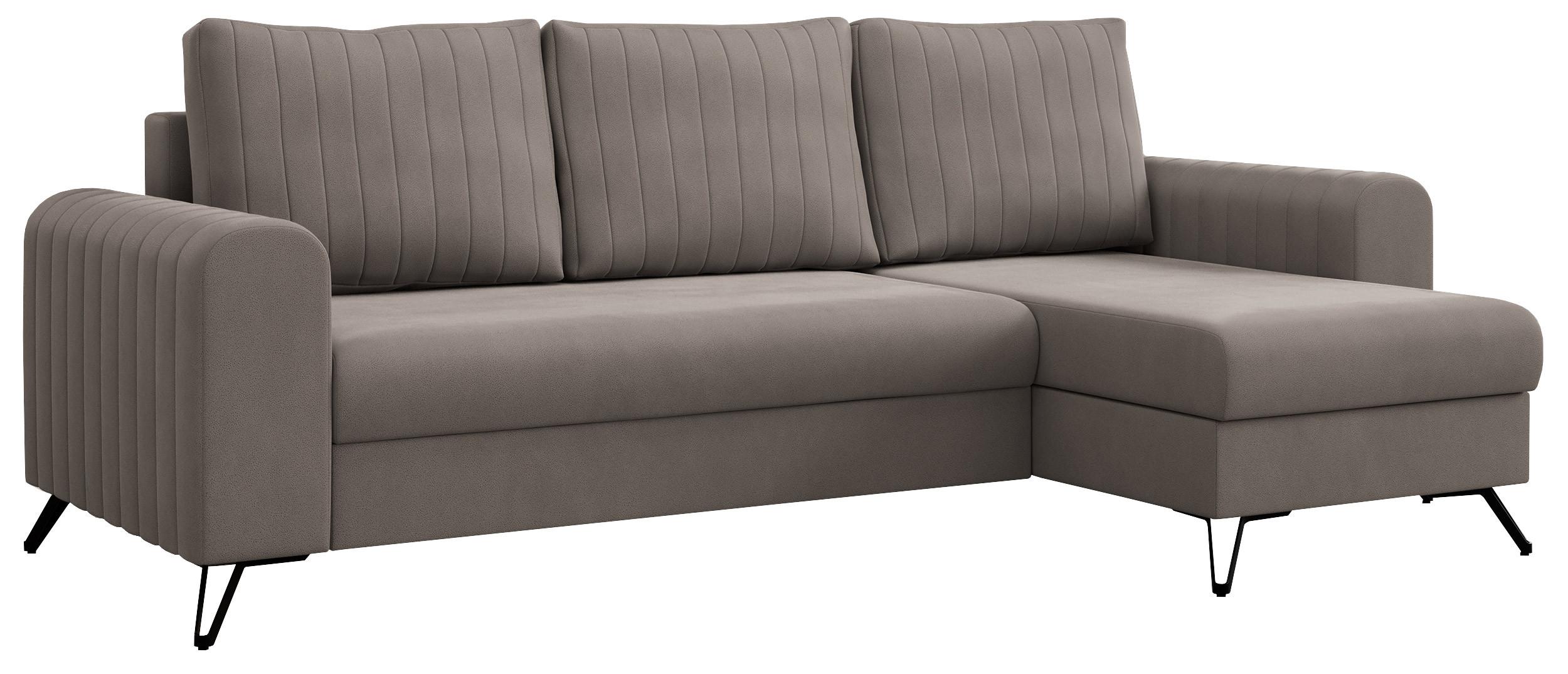 ECKSOFA Axel Samt Hellbraun - Hellbraun/Schwarz, Textil/Metall (242/140cm) - MKS