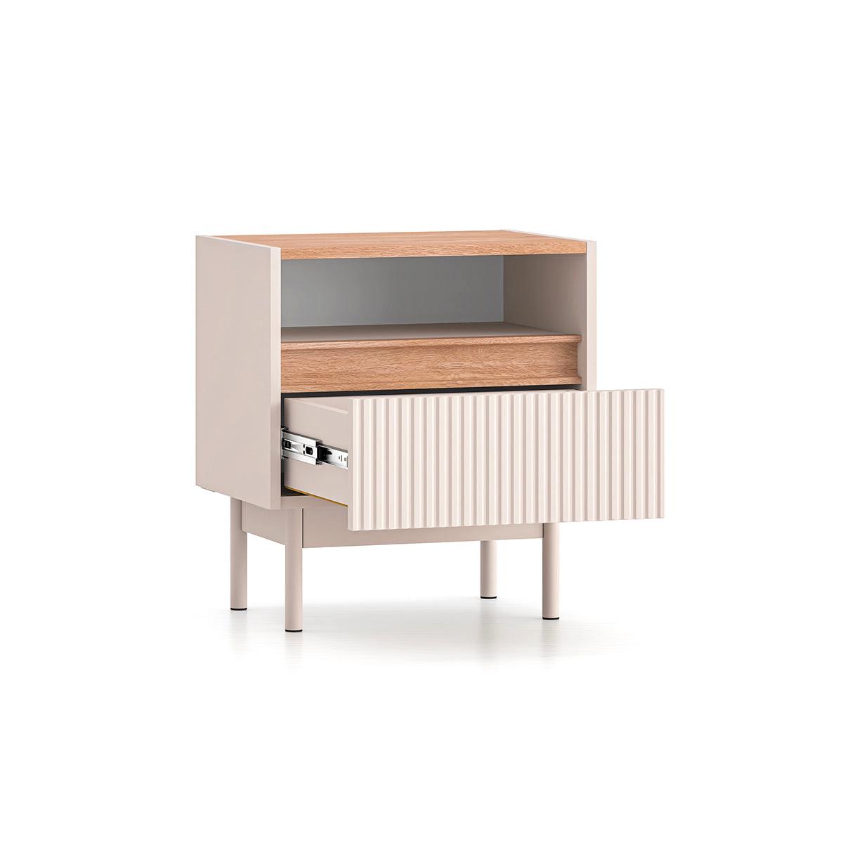 NACHTTISCH Connie Kaschmir und Holz - Beige, Holzwerkstoff (49.8/55/35cm) - Petits-meubles
