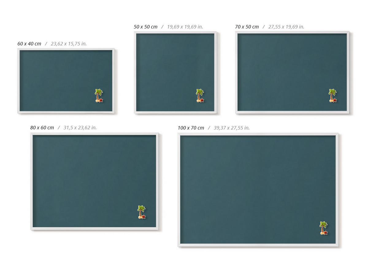 MAGNETTAFEL 100x70 cm Weißer Rahmen Dunkles Petrol - Pastellblau, Metall (100/70/0.4cm) - TULUP