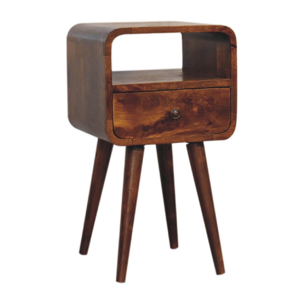 NACHTTISCH mit 1 Schublade, 1 Offener Ablage, Braun - Messingfarben/Braun, Holz/Metall (30/55/30cm) - Artisan Furniture