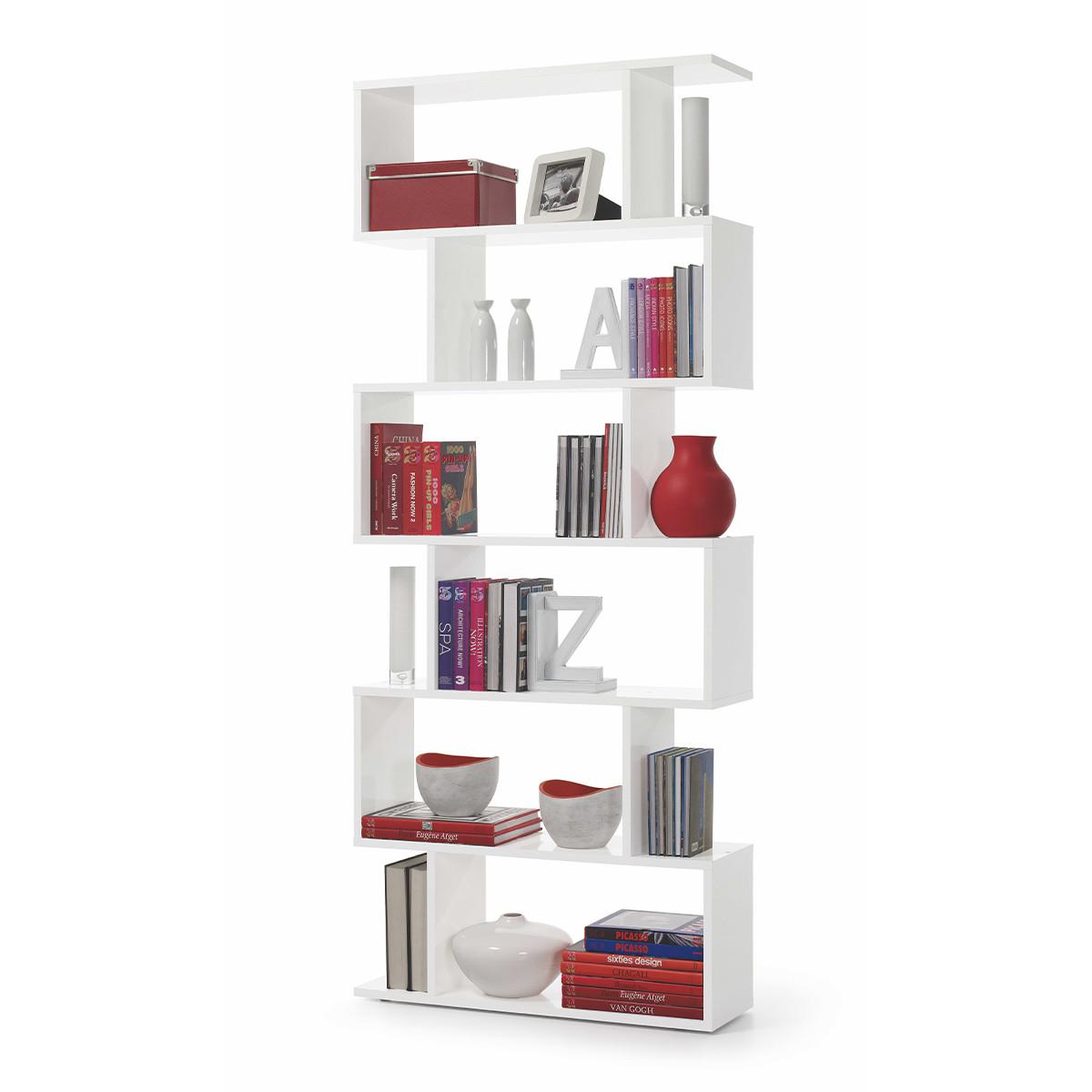 BÜCHERREGAL mit 6 Ebenen H192 cm - Athena - Weiß, Holzwerkstoff (24/192/8cm) - Calicosy