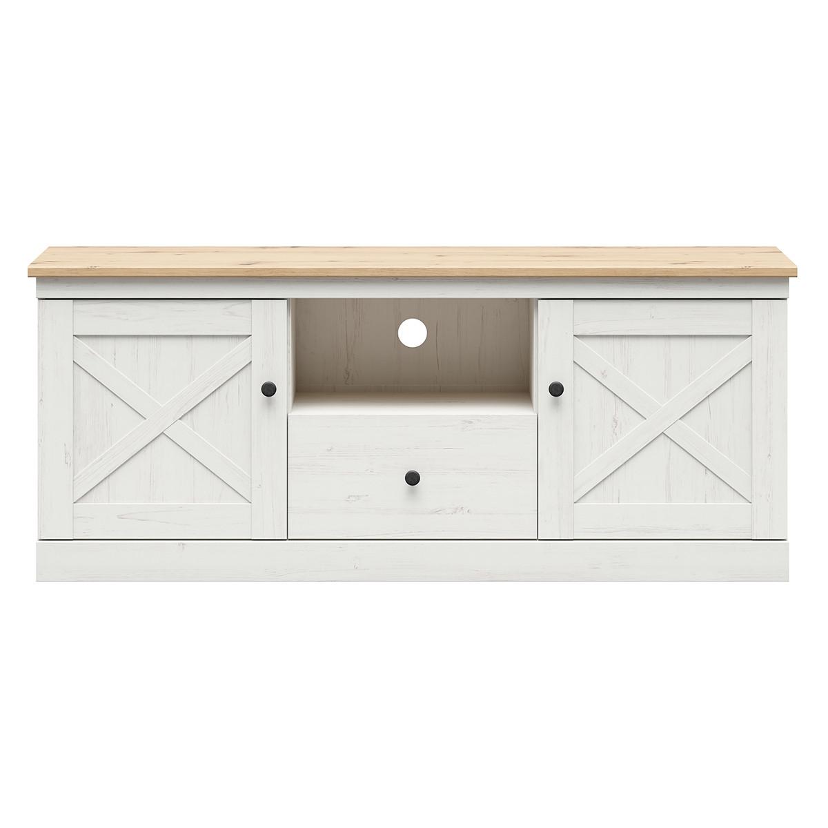 TV-MÖBEL Victoria Weiß und Holz - Weiß, Holzwerkstoff (153/63/43cm) - Petits-meubles