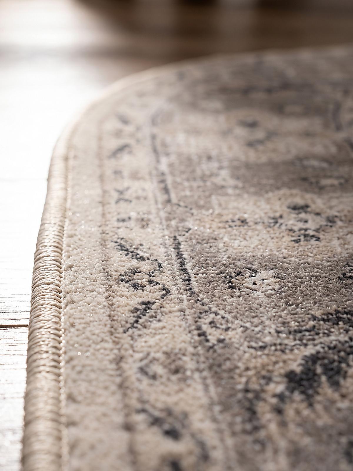 TEPPICH Kurzflor, waschbar, mit floralen Ornamenten, aus Polyester, VERNANTE in Beige-Grau, Ø 120 cm - Beige, Textil (120/120cm) - KADIMA DESIGN