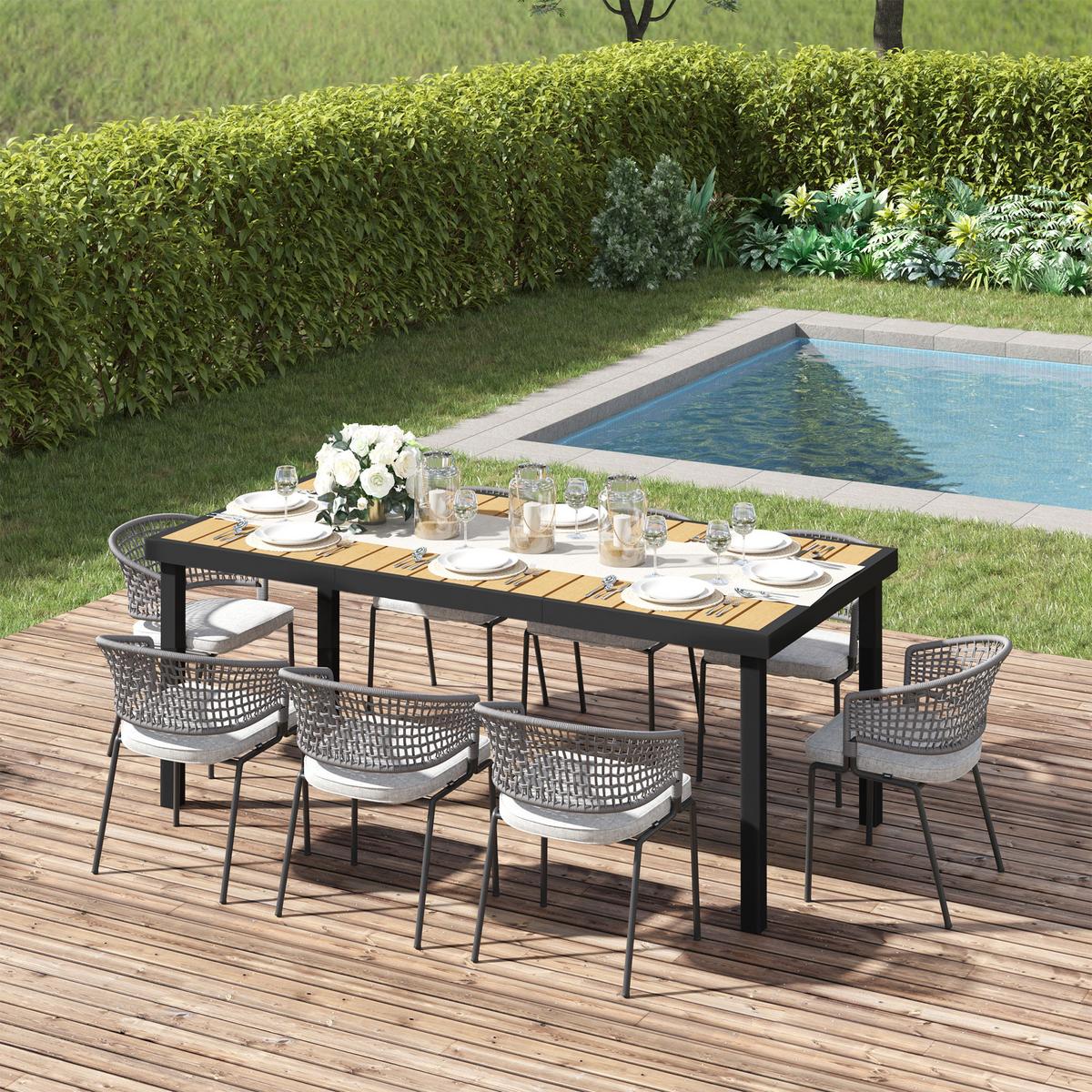 GARTENTISCH, Naturholz, Aluminium - Naturfarben, Metall (190/90/74cm) - Outsunny