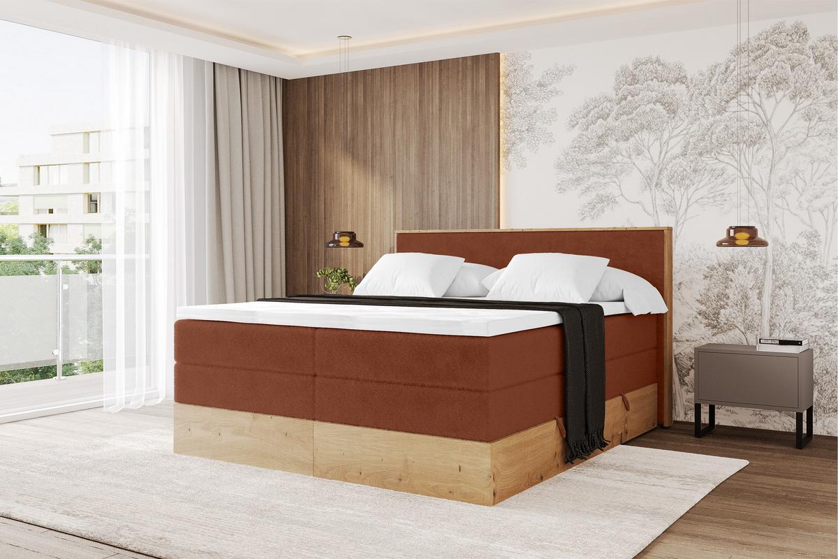 BOXSPRINGBETT LOLLI9 -KING 120x200 - H3/H4 Rot - Rot, Holzwerkstoff (120/200cm) - ALTDECOR