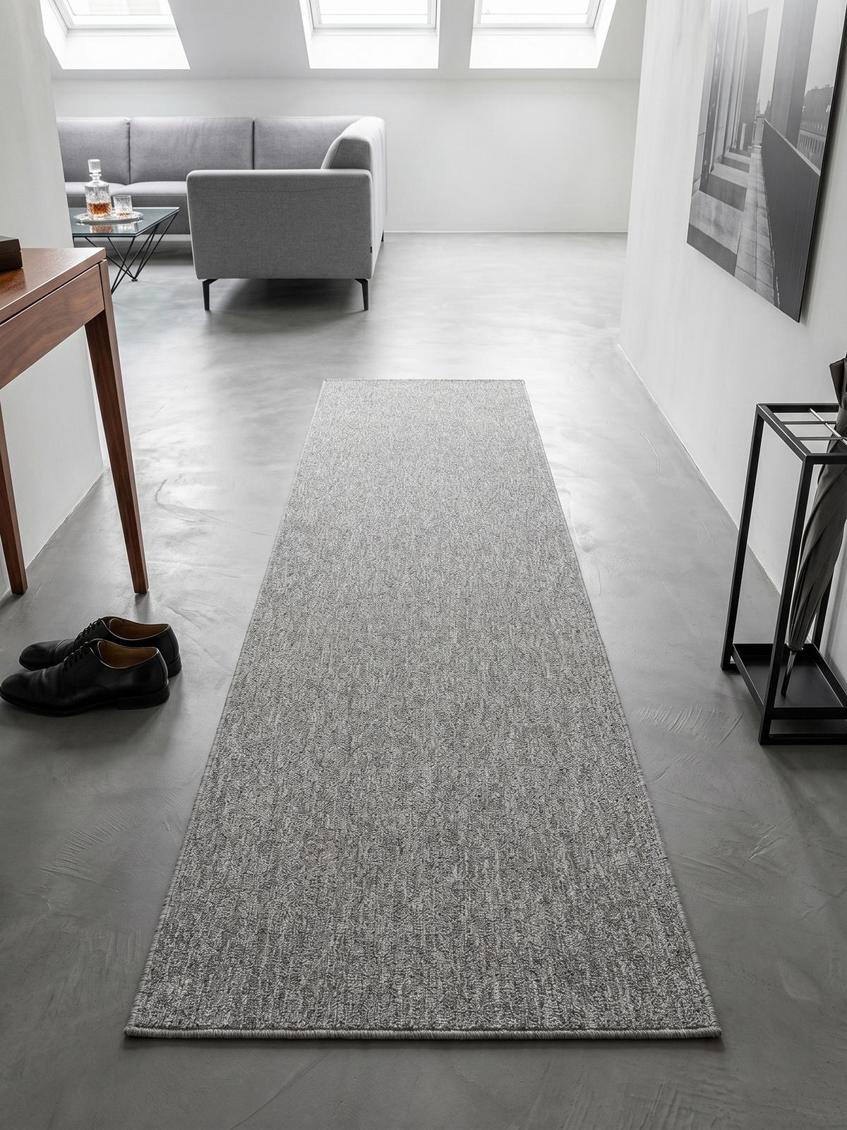 KURZFLORTEPPICH AMMER, einfarbig, Hellgrau, 80 x 250 cm - Grau, Textil (250/80cm) - KADIMA DESIGN