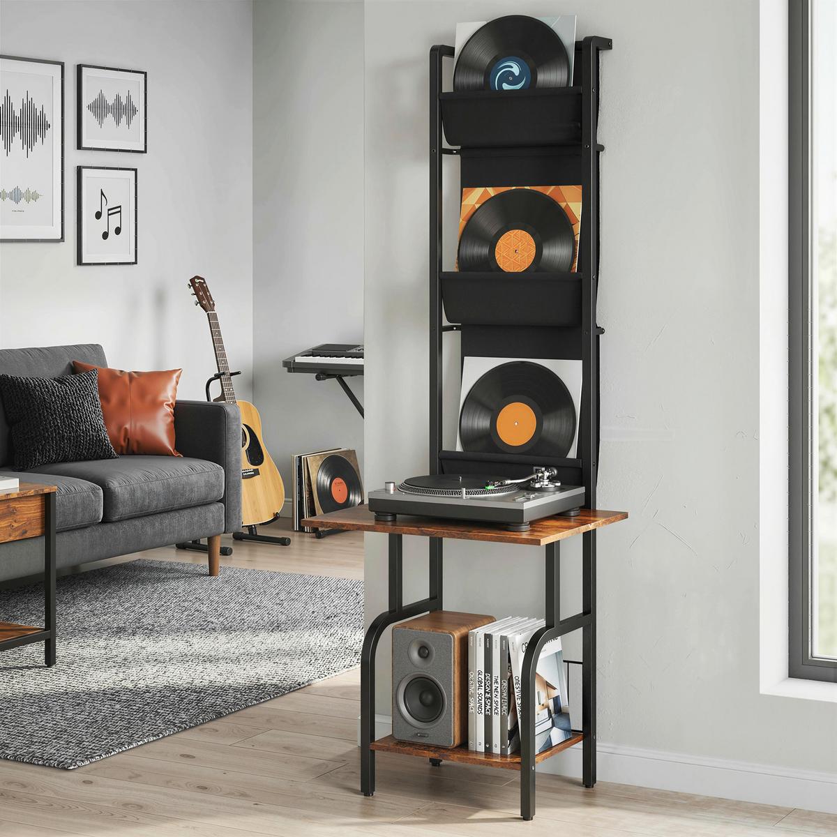 CD-REGAL Stahl Spanplatte Rustikal-Braun - Braun, Holzwerkstoff (48.5/144/50cm) - HOMCOM