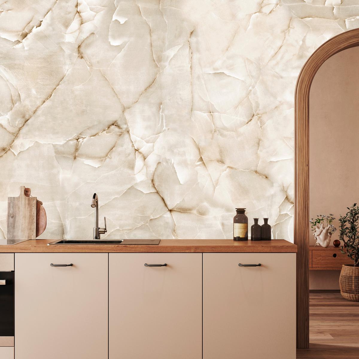 FOTOTAPETE für Wohnzimmer Beige Marmor Muster Stein 250x175 - Beige, Papier (250/175cm) - Muralo