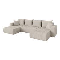 WOHNLANDSCHAFT mit Schlaffunktion und Bettkasten MILA-U 378x194x86 Creme Cord - Ecru/Creme, Holzwerkstoff/Kunststoff (378/86/194cm) - ALTDECOR