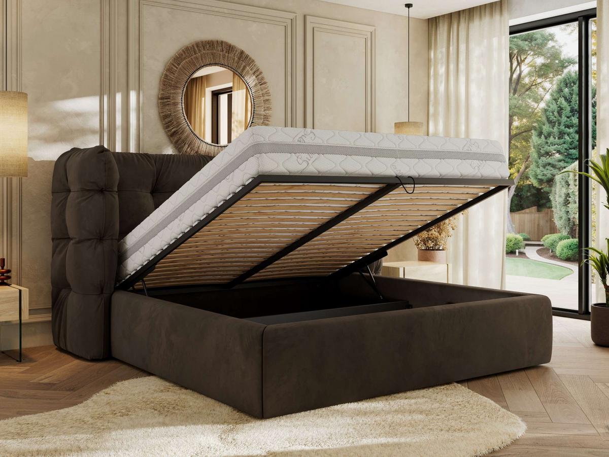POLSTERBETT FLONELLE CLASSIC 140/200 - Braun Velvet - ohne Matratze - Braun, Textil (140/200cm) - MKS
