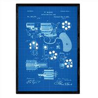 POSTER Revolver Patent A3 Rahmenlos - Blau, Papier (29.7/5/42cm) - Nacnic