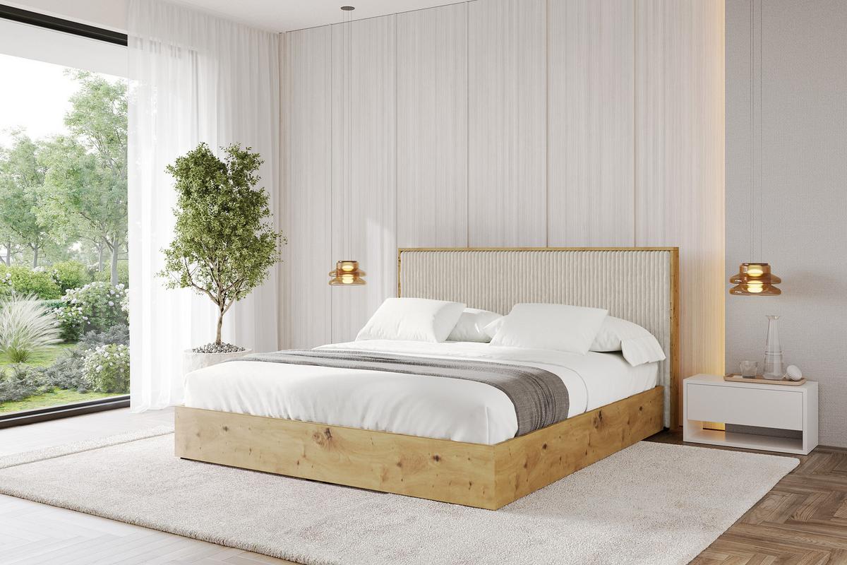 POLSTERBETT mit Bettkasten und Lattenrost, Boxbett mit Kopftei und Stauraum ohne Matratze - ENZO10 200x200 Creme - Beige, Holzwerkstoff/Textil (200/200cm) - ALTDECOR