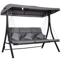 HOLLYWOODSCHAUKEL, mit Sonnendach,Metall, Texteline, Grau, 200 x 115 x 168 cm - Grau, Metall (115/168/200cm) - Outsunny
