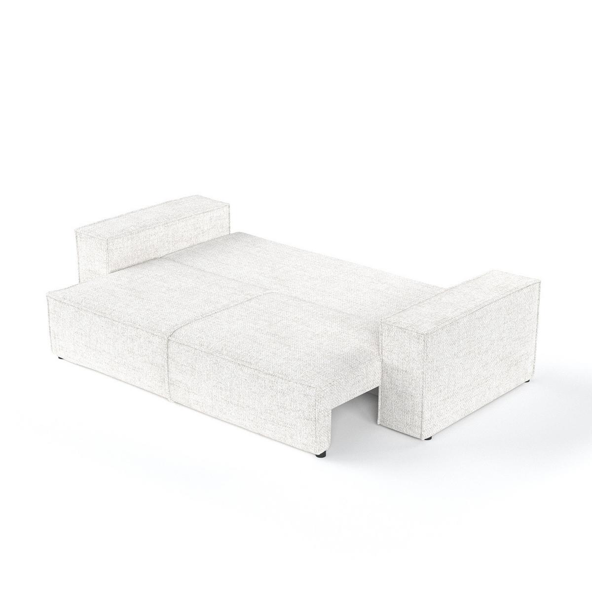 SOFA RESSO mit Schlaffunktion Creme im Neve Stoff - Creme/Schwarz, Holz/Holzwerkstoff (255/70/105cm) - AltaBeds