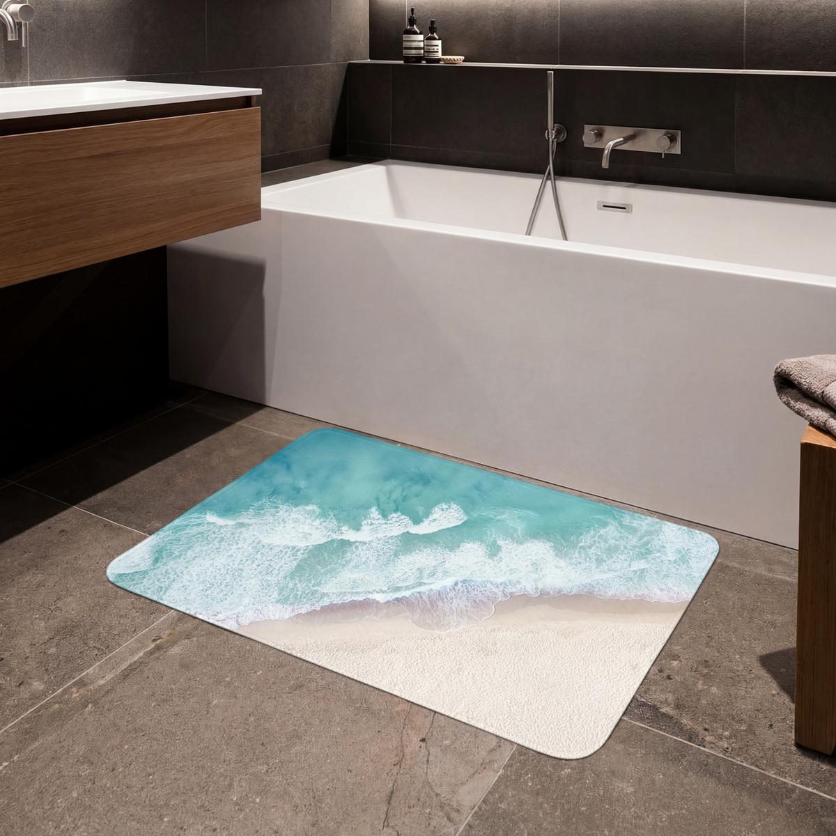 BADEMATTE Strand - Meer - Natur - Sommer 90x60 cm - Türkis, Textil (90/60cm) - OnlyWow