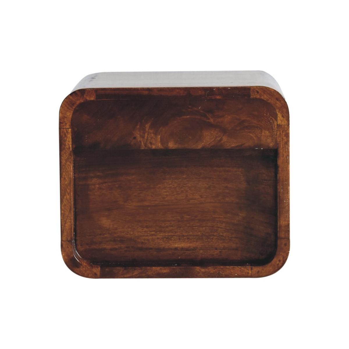 NACHTTISCH Petite, Wandmontiert, 1 Schublade, 1 offenes Fach, Braun - Messingfarben/Braun, Holz/Metall (30/25/25cm) - Artisan Furniture