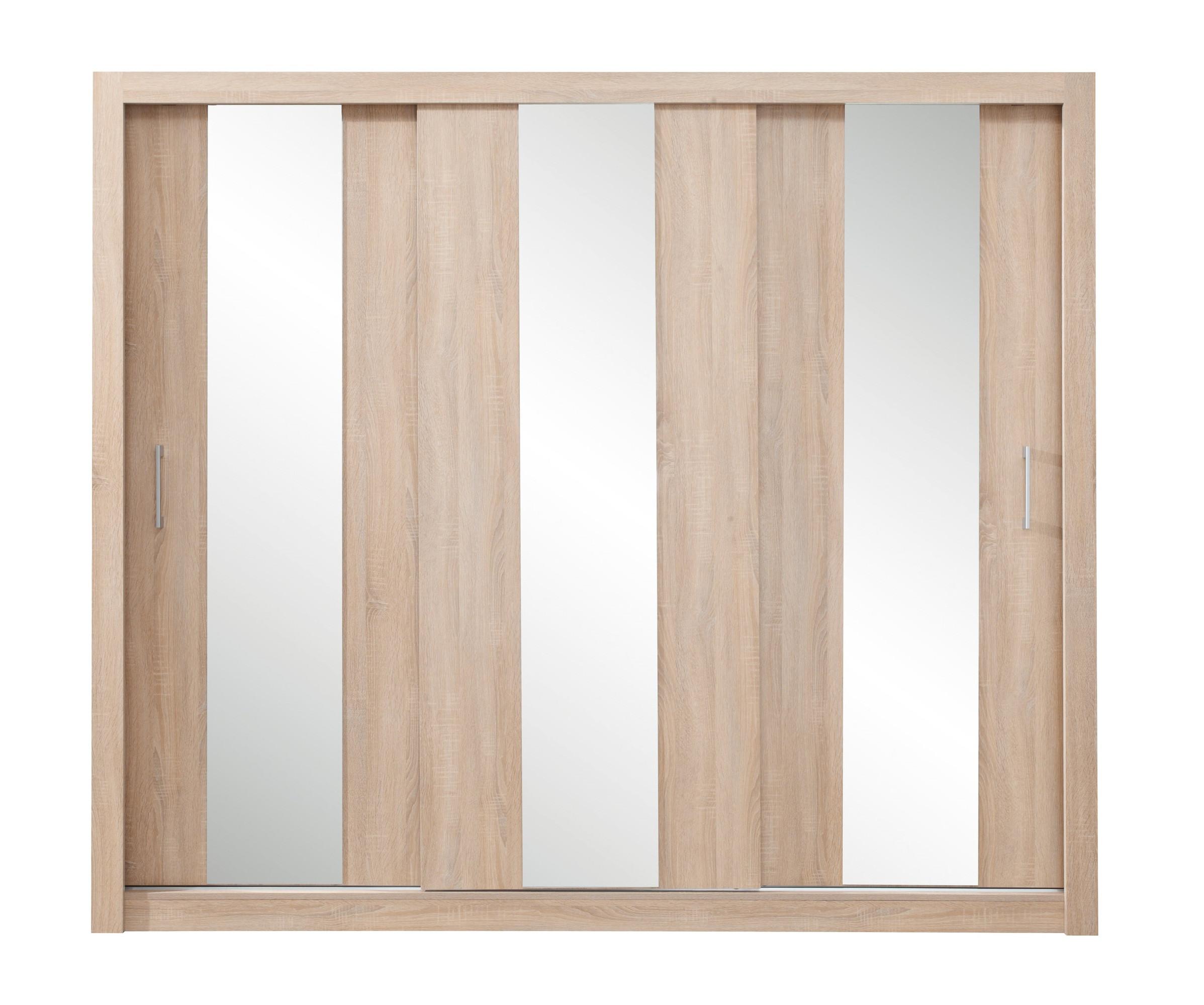 SCHWEBETÜRENSCHRANK MIRA 250/215/60cm 3-türig mit Spiegel Sonoma Eiche - Eichefarben/Sonoma Eiche, Holzwerkstoff (250/215/60cm) - MASSENO