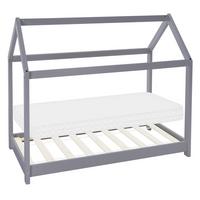 KINDERBETT mit Dach und Matratze 70x140 cm Hellgrau - Hellgrau, Holz (70/140cm) - ML-DESIGN