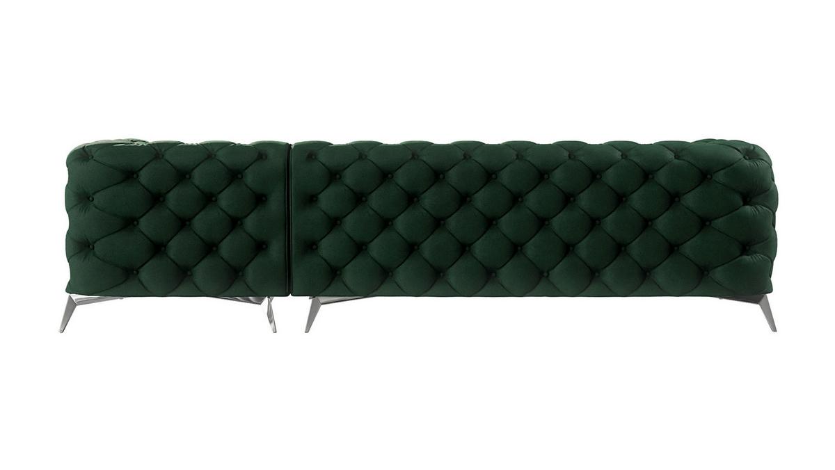 ECKSOFA Chesterfield Laura Flasche Grün Samt - Smaragdgrün/Silberfarben, Holz/Textil (305/200cm) - S-Style Möbel
