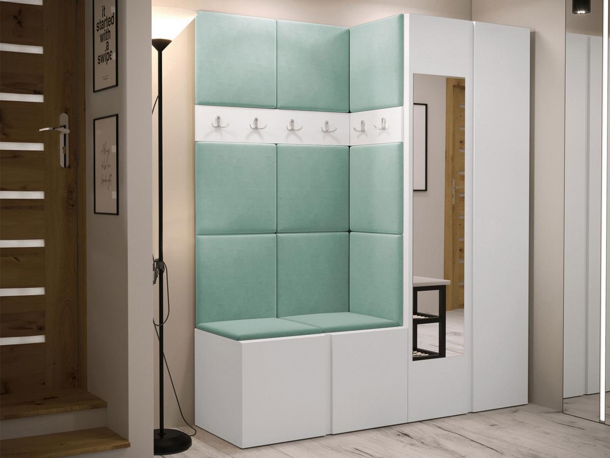 GARDEROBEN-SET Orion XII - Weiß/Mintgrün, Holzwerkstoff/Kunststoff (158/186/46cm) - MIRJAN24