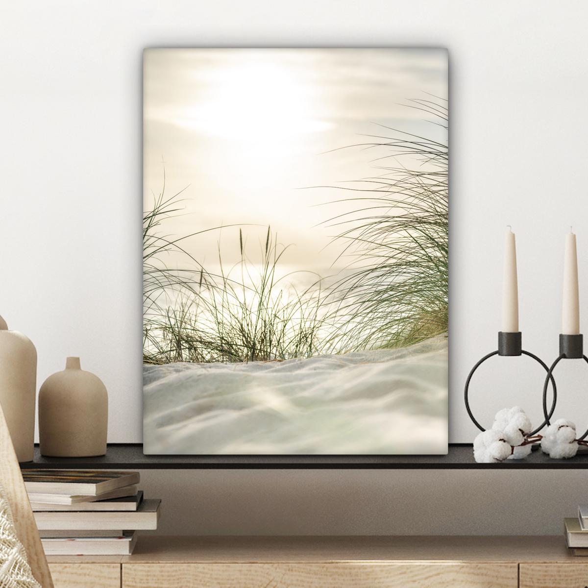 LEINWANDBILD Dünen mit Strandhafer in der Sonne des Nationalparks Schleswig-Holsteinisches Wattenmeer Room Decor 30x40 cm - Creme, Textil (30/40cm) - MuchoWow