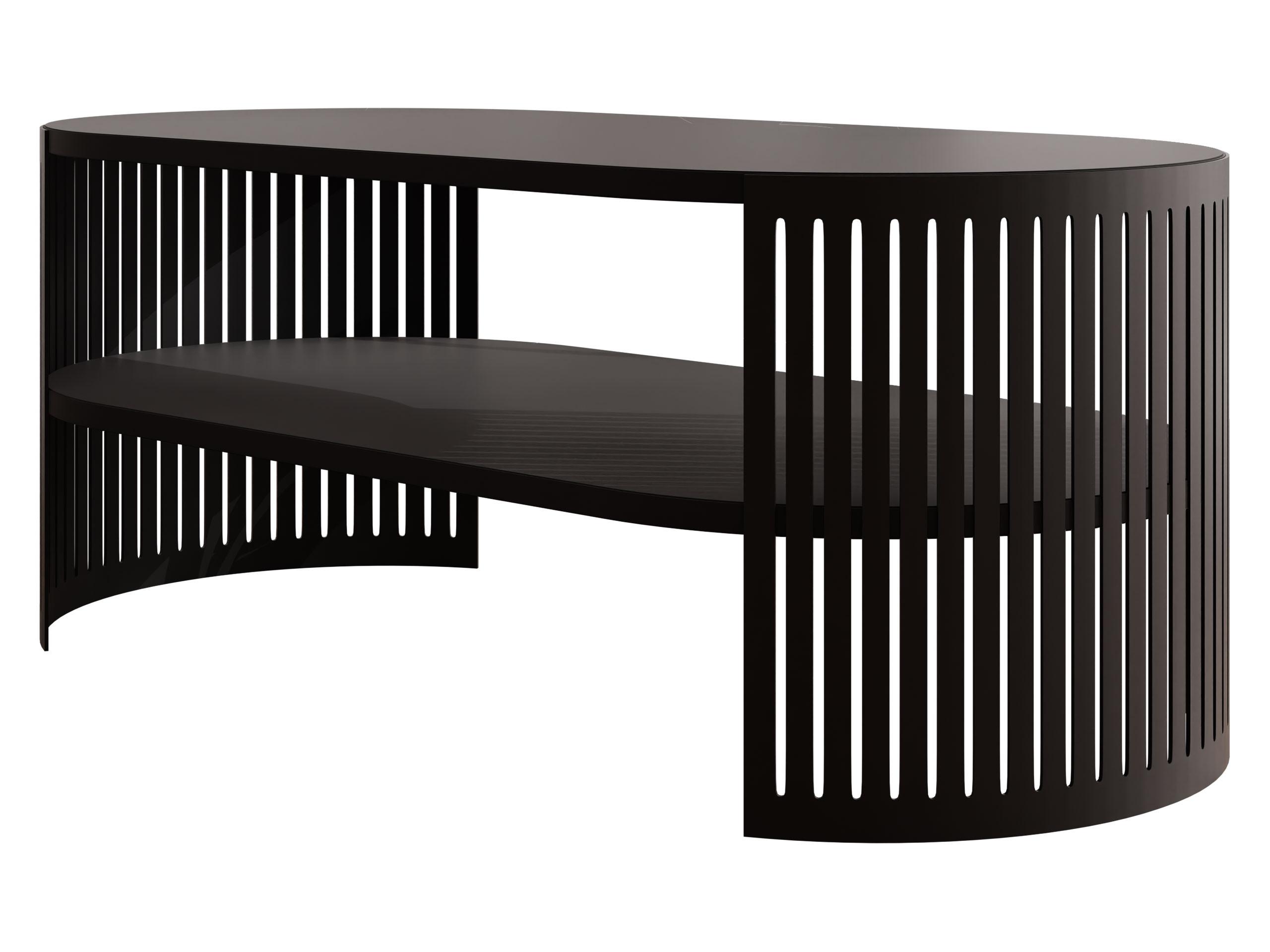 COUCHTISCH Fikoli Oval I - Schwarz, Holzwerkstoff/Metall (100/50/40cm) - MIRJAN24