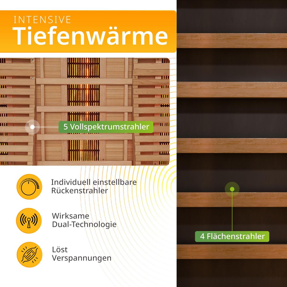 INFRAROTKABINE Helsinki 150 schwarz mit Dual Technologie & LED - Schwarz, Holz (150/190/150cm) - Artsauna
