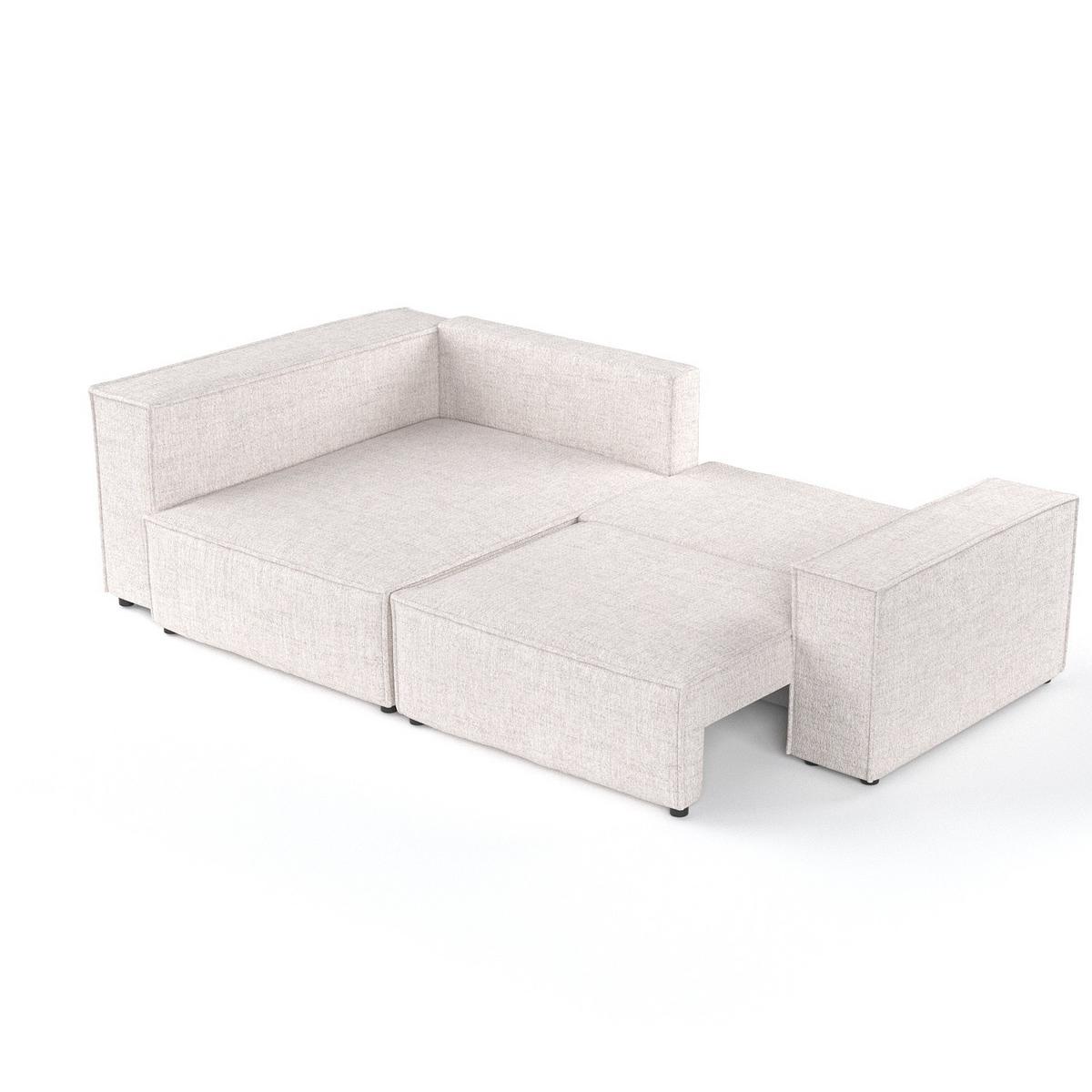 ECKSOFA AVION mit Schlaffunktion Hellbeige im Neve Stoff - Sandfarben/Schwarz, Holz/Holzwerkstoff (253/148cm) - AltaBeds